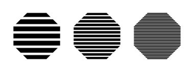 Siyah çizgili altıgen beyaz arka planda izole edilmiş. Temel çizgili geometrik şekiller. Minimalist tasarım elementleri. Vektör grafik illüstrasyonu.