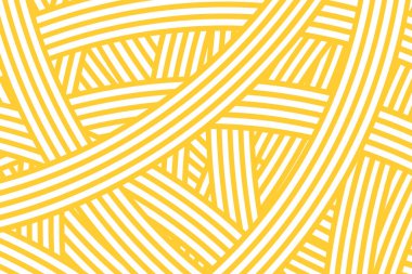 Sarı kıvrımlı çizgiler. Ramen ya da erişte deseni. Makarna, tagliatelle veya makarna arka planı. Spagetti dokusu. Geleneksel İtalyan, Japon yemek baskısı. Vektör düz resimleme.