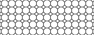 Sekizgen ve kare şekilli döşeme ya da duvar deseni. Klasik tarzda mozaik desen. Kafe ya da restoran iç dekorasyonu. Siyah ve beyaz geometrik baskı. Vektör özet çizimi.