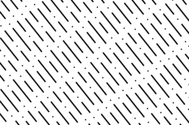 Beyaz arkaplanda siyah köşegenler ve noktalar var. Yağmur, fırtına ya da sağanak yağmur. Soyut minimalist arkaplan. Yağmurlu hava baskısı. Sonbahar duvar kâğıdı. Vektör grafik illüstrasyonu.