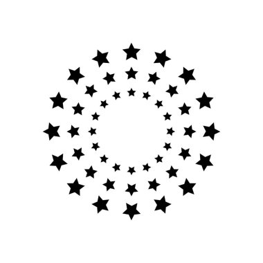 Yıldız sınırları beyaz zemin üzerinde izole edilmiş eş merkezli daireler. Ödül, başarı veya ödül baskısı. Yıldız halkaları amblem şablonu. Vektör grafik illüstrasyonu.