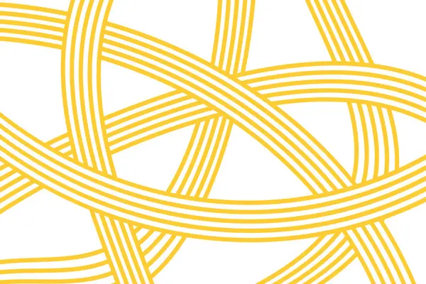 Sarı kıvrımlı çizgiler. Ramen, makarna ya da erişte deseni. Spagetti, makarna, tagliatelle veya capellini arka planı. Geleneksel İtalyan, Japon yemek baskısı Çin yemeği. Vektör düz resimleme.