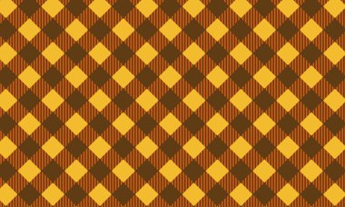 Ekoseli piknik geçmişi. Gingham deseni. Cadılar Bayramı ya da Şükran Günü baskısı. Masa örtüsü, battaniye, sepet peçete veya havlu dokusu. Ambalaj kağıdı ya da tekstil tasarımı. Vektör illüstrasyonu.