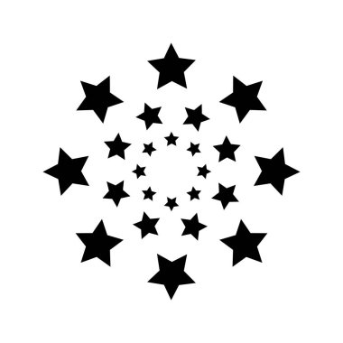 Yıldız sınırları beyaz zemin üzerinde izole edilmiş eş merkezli daireler. Ödül, başarı veya ödül baskısı. Yıldız halkaları amblem şablonu. Vektör grafik illüstrasyonu.