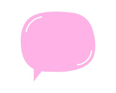 Tatlı pembe konuşma şablonu. Diyalog balonu, iletişim kutusu, alıntı çerçevesi, tartışma etiketi, mesaj etiketi, beyaz arka planda izole edilmiş soru etiketi. Vektör düz resimleme.