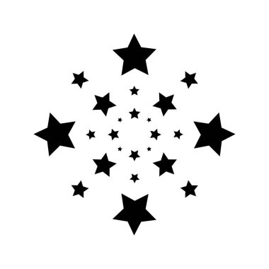 Beyaz arka planda izole yıldız tozu şekilleri. Ödül, başarı veya ödül baskısı. Yıldız amblemi şablonu. Vektör grafik illüstrasyonu.