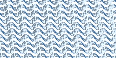 Dalgalar arka plan. Tekrarlanan mavi kıvrımlı çizgiler. Su dokusu. Okyanus, deniz, göl ya da nehir deseni. Su izi var. Asya tarzında deniz duvarı kağıdı. Yüzme havuzu sıvısı. Vektör düz resimleme.
