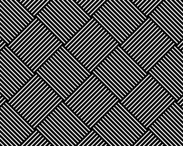 Wicker basket texture in diagonal arrangement. Tile with crossed straight stripes pattern. Black and white lines background. Abstract geometric print. Simple fabric structure. Vector illustration.