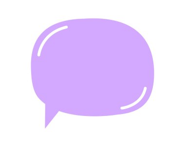 Mor konuşma şablonu. Diyalog balonu, yorum kutusu, alıntı çerçevesi, fikir afişi, mesaj etiketi, soru ya da düşünce etiketi beyaz arkaplanda izole edilmiş. Vektör düz resimleme.