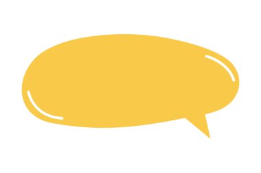 Karalama tarzında sevimli sarı konuşma balonu şablonu. Diyalog balonu, konuşma bulutu, mesaj kutusu, alıntı şekli, mesaj etiketi, beyaz arkaplanda izole edilmiş iletişim etiketi. Vektör düz resimleme. 