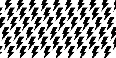 Tekrarlanan zikzak şekilleri. Beyaz arka planda siyah şimşek işaretleri var. Işık ya da elektrik, enerji ya da tehlike, güç ya da ani çizgi film sembolleri. Vektör grafik illüstrasyonu.