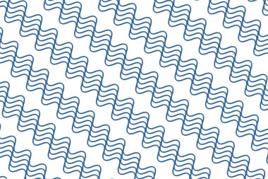 Çapraz dalga arka planı. Tekrarlanan mavi kıvrımlı çizgiler. Okyanus, deniz ya da nehir suyu deseni. Su dokusu. Donanma süsü. Yaz baskısı. Yüzme havuzu ya da akvaryum sıvısı. Vektör düz resimleme.