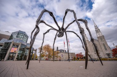 Ottawa, Ontario - 19 Ekim 2022: Ottawa 'daki Kanada Ulusal Galerisi' nin önünde annem.