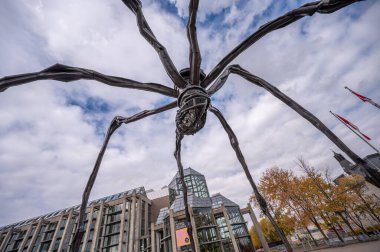 Ottawa, Ontario - 19 Ekim 2022: Ottawa 'daki Kanada Ulusal Galerisi' nin önünde annem.