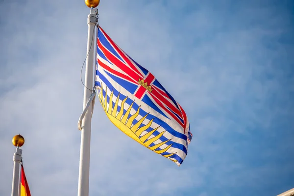 Flag British Columbia Flagpole Blue Sky — Foto de Stock