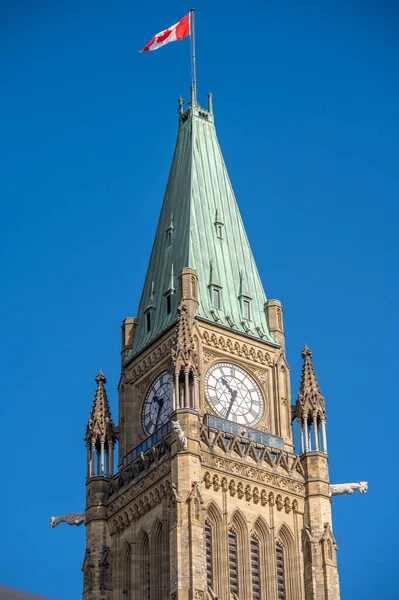 Torre Paz Bloque Central Del Edificio Del Parlamento Ottawa Canadá — Foto de Stock