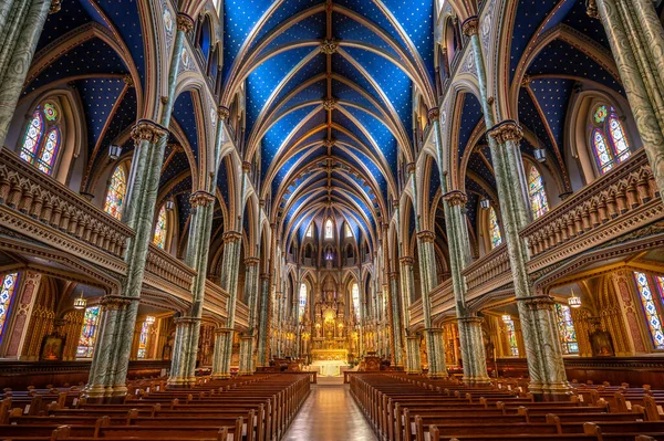 Ottawa Ontario Października 2022 Wnętrze Bazyliki Katedralnej Notre Dame Notre — Zdjęcie stockowe