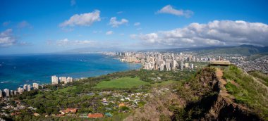 View of the Waikiki skyline from the Diamond Head vulcano lookout.