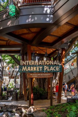 Honolulu, Hawaii - January 2, 2023: signage inside Waikiki's landmark International Market Place shopping area.