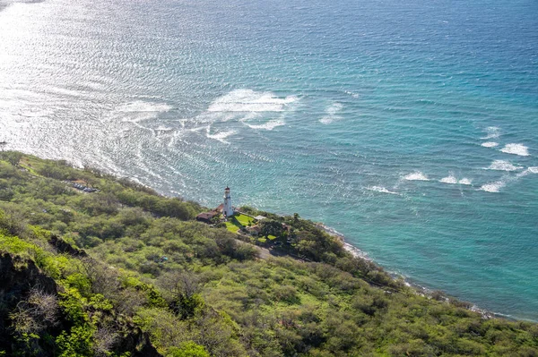 View of the Diamond Head Lighthouse at the base of the Diamond Head vulcano.