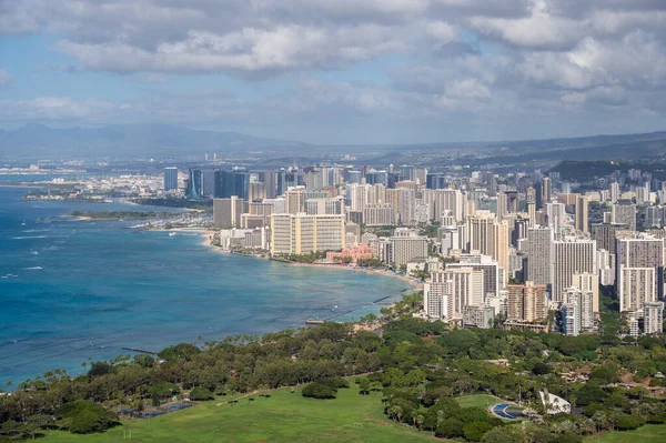 View Waikiki Skyline Diamond Head Vulcano Lookout — Stockfoto