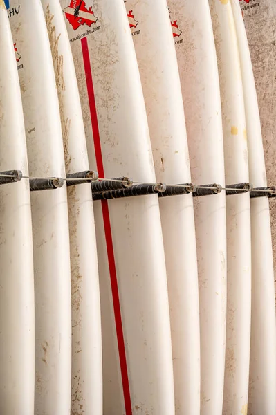 Honolulu Hawaii January 2023 Surfboards Lined Rent Waikiki — Stock Fotó