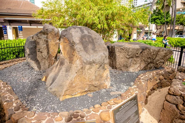 Гонолулу Гаваї Січня 2023 Року Камені Життя Чотири Камені Пляжі — стокове фото