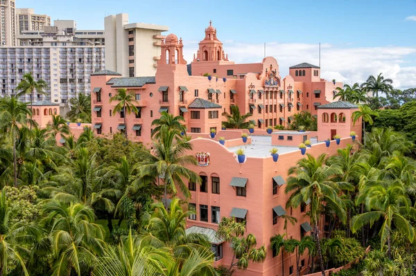 Гонолулу Гавайи Января 2022 Года Вид Royal Hawaiian Hotel Ваэби — стоковое фото