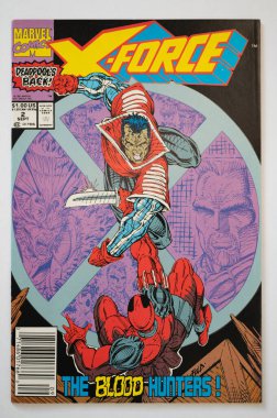 Calgary, Alberta - 14 Ocak 2023 Marvel Comics X-Force çizgi romanının kapağı.