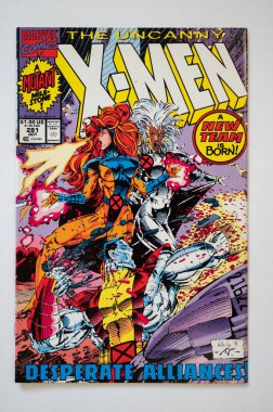 Calgary, Alberta - 14 Ocak 2023 Marvel Comics X-Man çizgi romanının kapağı.