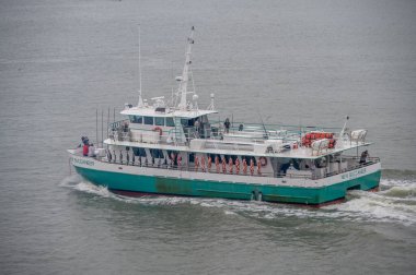 Galveston, Teksas - 27 Mart 2023 Teksas 'taki Galveston limanında balıkçı teknesi.