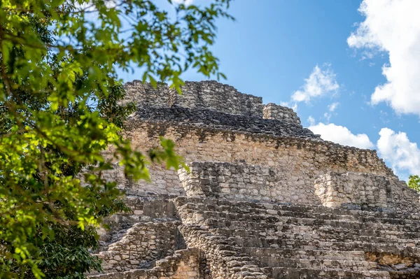Oude Maya Ruïnes Van Chacchoben Jungle Bij Cruiseterminal Van Costa — Stockfoto