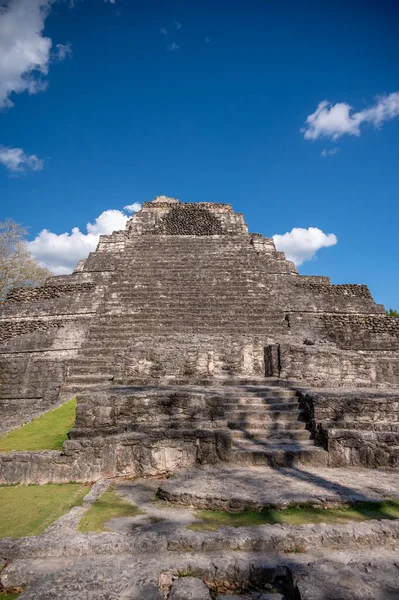 Antike Mayaruinen Von Chacchoben Dschungel Der Nähe Des Kreuzfahrtterminals Der — Stockfoto