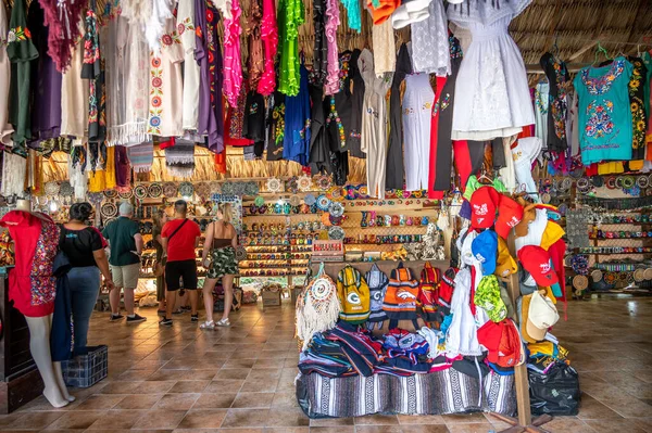 Stock image Costa Maya, Mexico - March 29, 2023: Tourist shops at the ancient mayan ruins of Chacchoben in the jungle near the cruise terminal at Costa Maya.