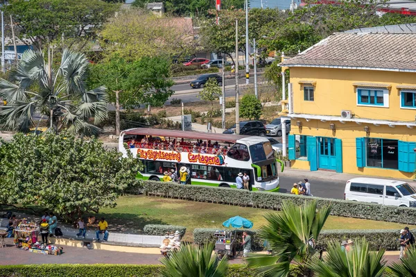 Cartagena Columbia Março 2023 Ônibus Turístico Fortaleza San Felipe Barajas — Fotografia de Stock