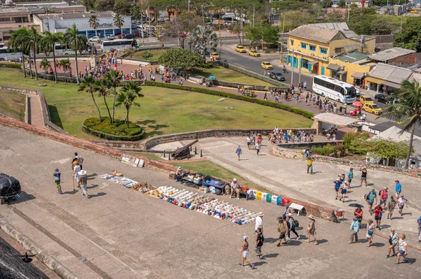 Cartagena Kolumbien März 2023 Lokale Händler Der Festung San Felipe — Stockfoto