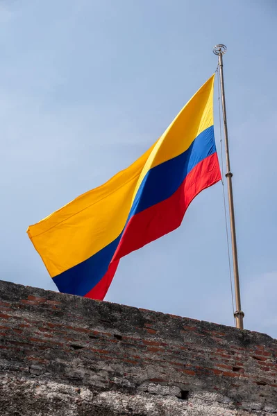 Uitzicht Colombiaanse Vlag Wallen Van Vesting San Felipe Barajas — Stockfoto