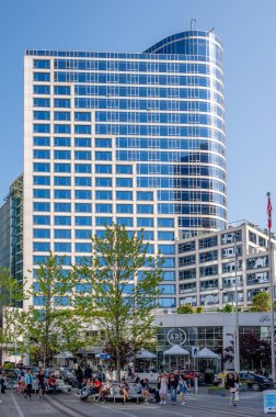 Vancouver, British Columbia - 26 Mayıs 2023: Fairmont Rıhtımı.