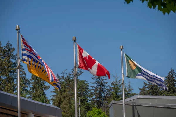 Flaggor Kanada British Columbia Och Staden Vancouver — Stockfoto