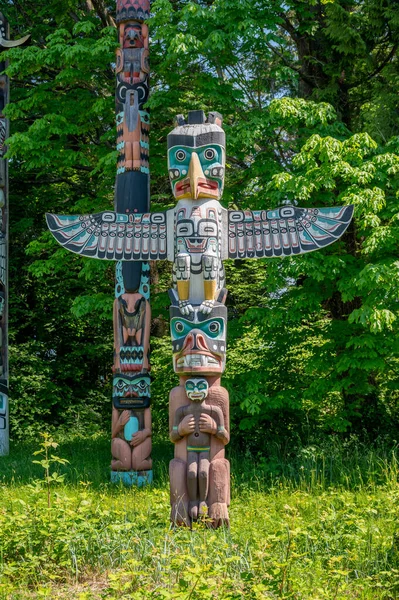 Vancouver British Columbia Mayıs 2023 Güzel Stanley Park Vancouver Totem — Stok fotoğraf