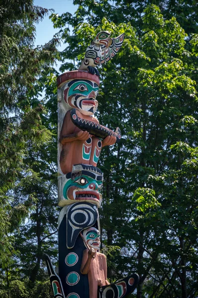 Vancouver British Columbia Mai 2023 Totempfähle Wunderschönen Stanley Park Vancouver — Stockfoto