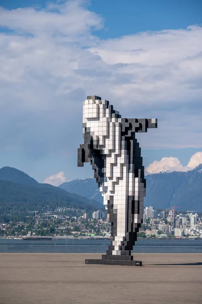 Vancouver Colúmbia Britânica Maio 2023 Digital Orca Estátua Uma Orca — Fotografia de Stock