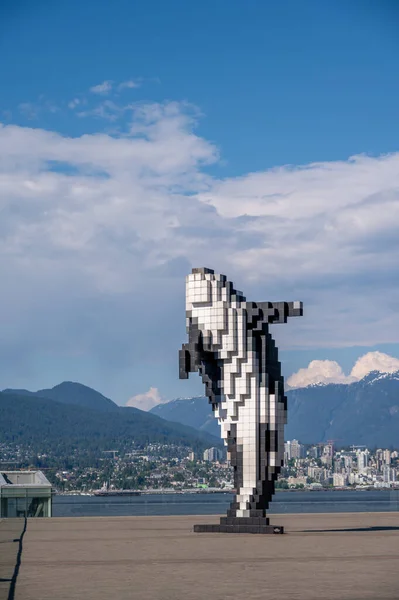 Vancouver British Columbia Maj 2023 Digital Orca Staty Pixelated Späckhuggare — Stockfoto