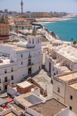 Cadiz 'in güzel eski kasabasının kuş bakışı manzarası Katedral bakış açısından.