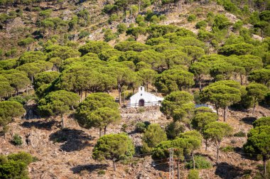 Mijas, İspanya - 24 Temmuz 2023: Malaga yakınlarındaki güzel beyaz yıkanmış Mijas köyü.