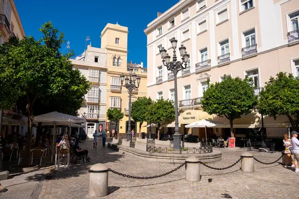 stock image Cadiz, Spain - July 23, 2023: Beautiful streets and architecture in the Old Town of Cadiz.