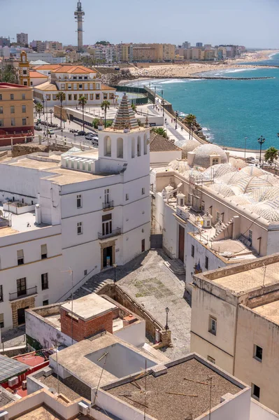 Madártávlat Gyönyörű Óvárosa Cadiz Katedrális Szempontjából — Stock Fotó