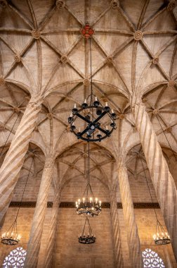 Valencia, İspanya - 25 Temmuz 2023: Valencia, İspanya 'da Güzel İpek Borsa Binası.