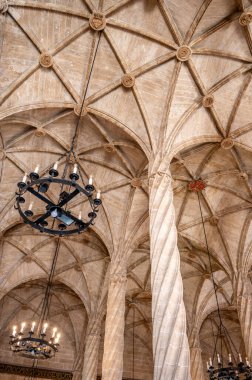 Valencia, İspanya - 25 Temmuz 2023: Valencia, İspanya 'da Güzel İpek Borsa Binası.