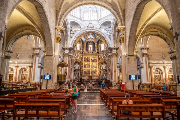 Valencie Španělsko Července 2023 Krásná Valencijská Katedrála Bazilika Panny Marie — Stock fotografie